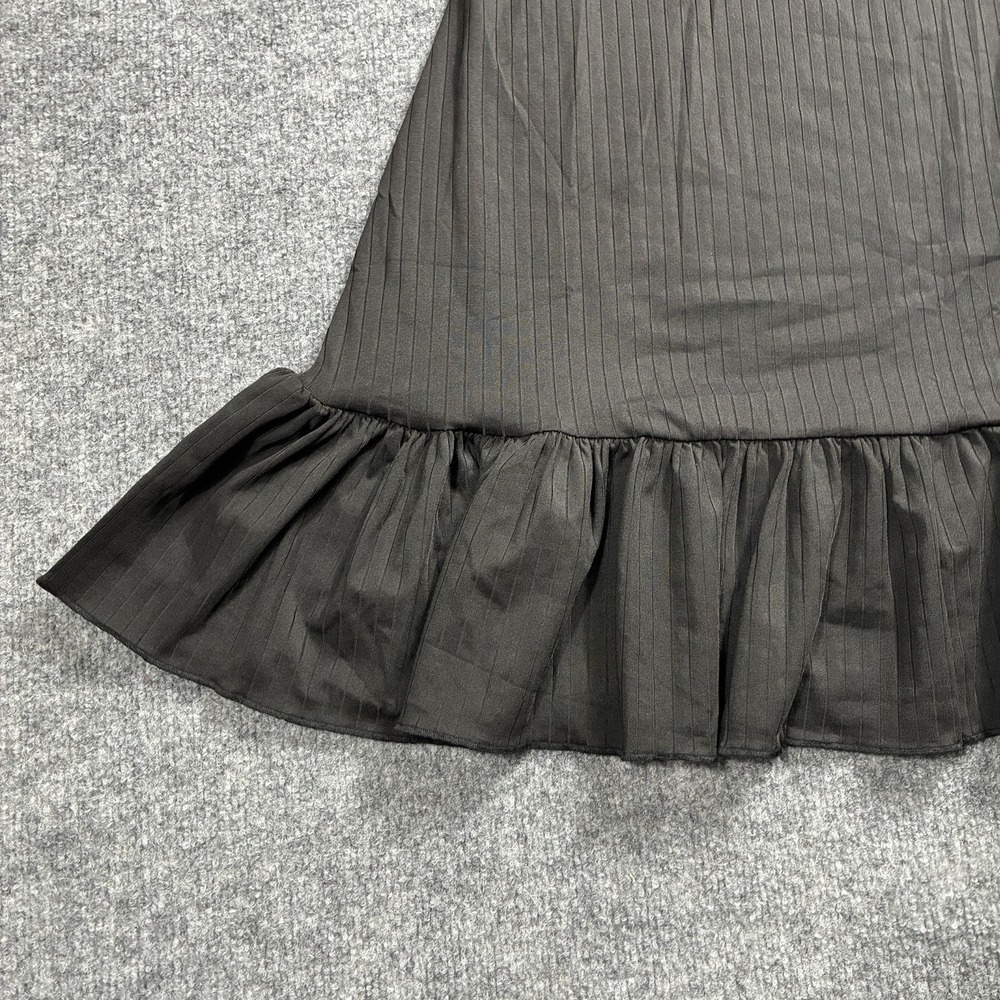 Anyshow Black Ribbed Sleeveless Ruffle Hem Mini Dress Size Small Boho LBD - Picture 2 of 16